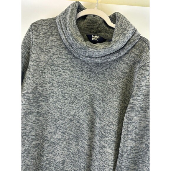Lands End Cowl Neck Tunic Sweatshirt Sweater Fleece Heathered Gray Womens Large - Picture 4 of 11